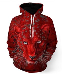 Brave Leopard in Red Hoodie