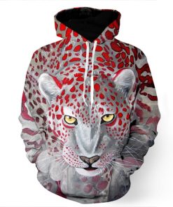 Brave Leopard in White Hoodie