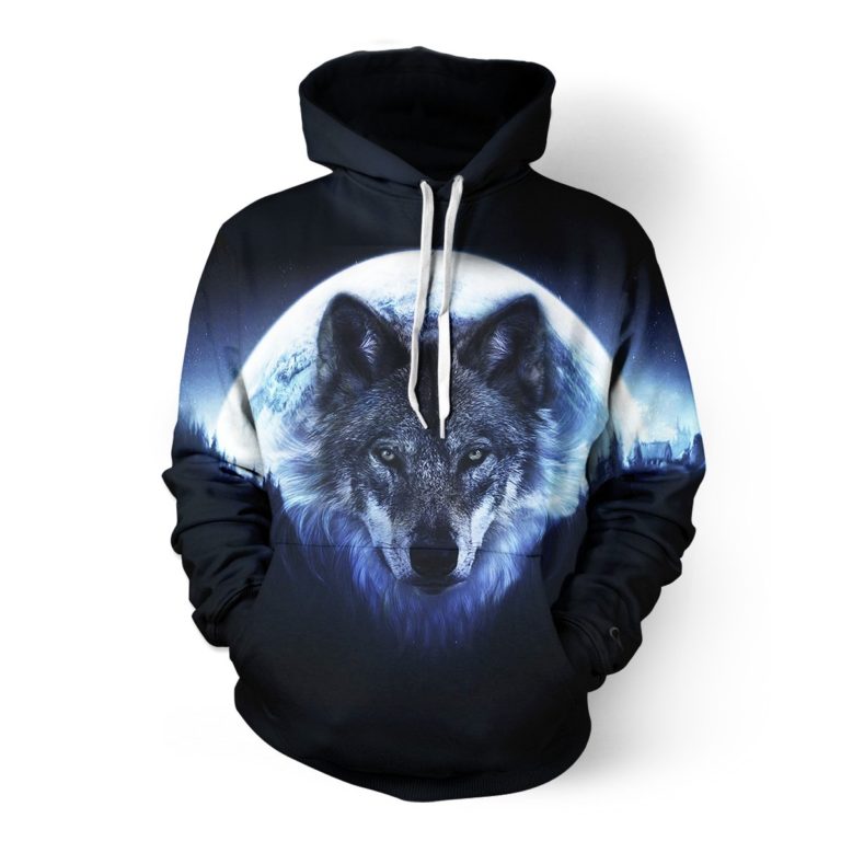 Bright Neon Wolf Moon 3D Hoodie