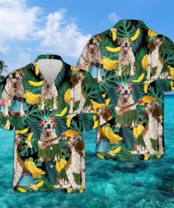 Brittany Summer Leaves Banana Button Down Short Sleeves Shirt