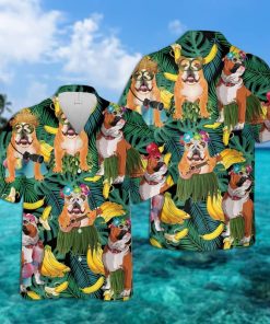 Bulldog Summer Leaves Short Sleeve Printed Button Down