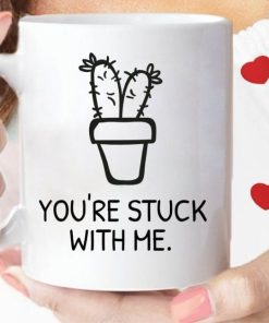 Cactus Youre Stuck With Me Valentine Mug