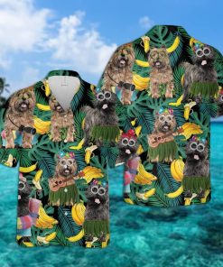 Cairn Terrier Summer Leaves Short Sleeve Printed Button Down