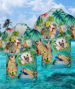 Cairn Terrier Surfing Button Down Short Sleeves Shirt