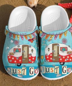 Camping crocs Juts go crocs Summer camping shoes Happy camper Rubber Crocs Crocband Clogs Comfy Footwear TL97