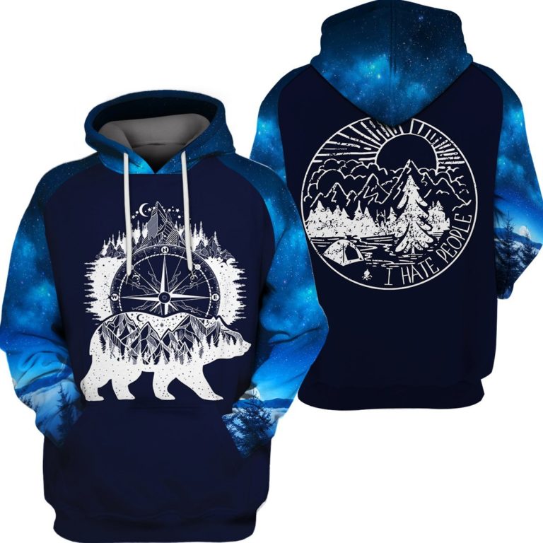 Camping I Hate People Bear 3D Hoodie Shirt