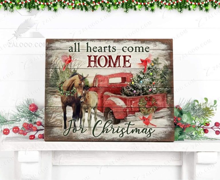 Canvas Gifts All Hearts Come Home For Christmas Horse Wall Art Decor