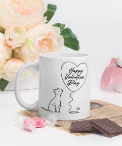 Cat Ceramic Valentines Couple With Love Gifts Mug