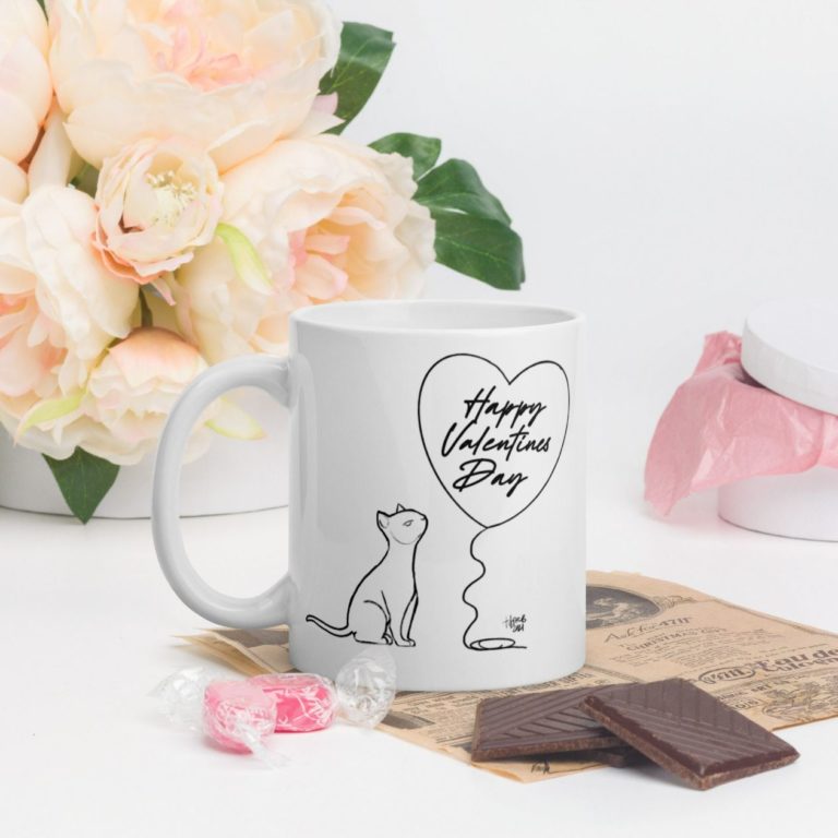 Cat Ceramic Valentines Couple With Love Gifts Mug