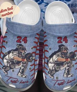 Catcher Baseball Jeans Shoes For Batter Girl – Funny Baseball Shoes Crocbland Clog For Men Women- Crocs Shoes