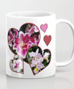 Ceramic Valentine Orchid Hearts Mug