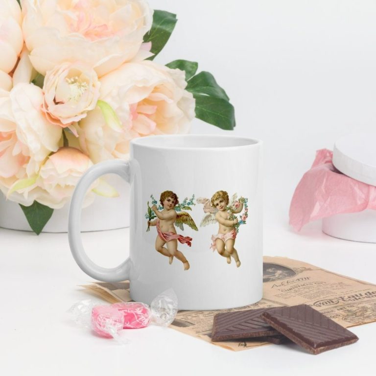 Cherub Angel White Glossy Valentine Ceramic Mug
