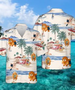 Chow Chow Summer Beach Short Sleeve Printed Button Down