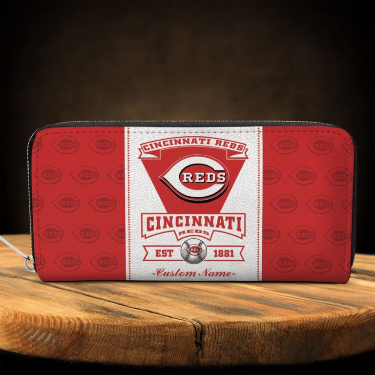 Cincinnati Reds Custom Name Zip Around Wallets