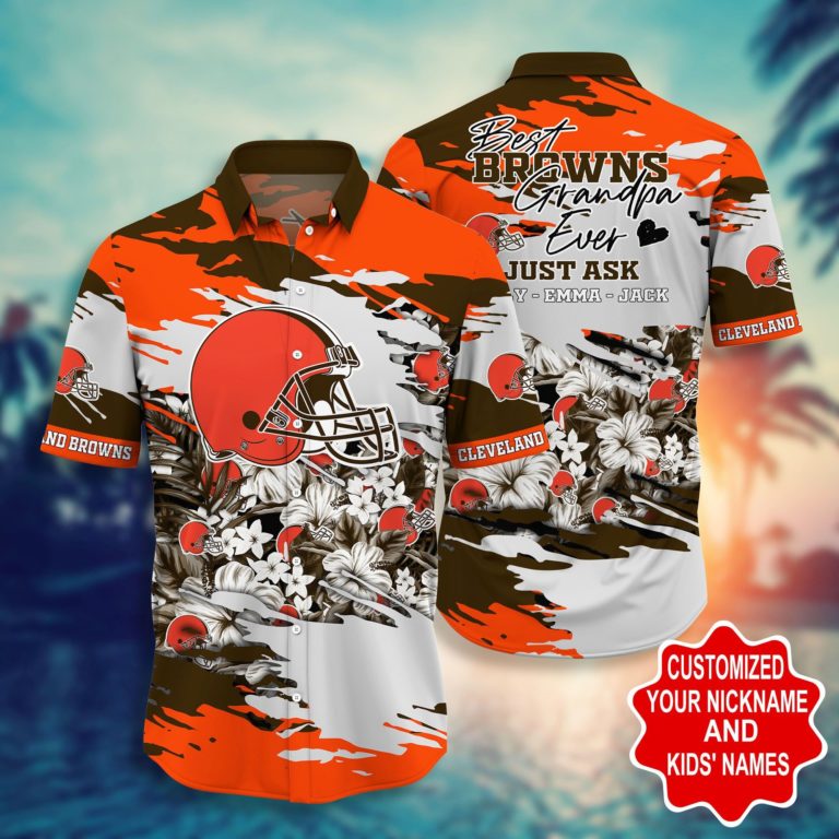 Cleveland Browns – Custom Name Short Sleeve Button Down Hawaiian Shirt