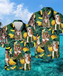 Cocker Spaniel Leaves Short Sleeve Printed Button Down