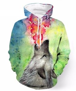 Colorful Howling Wolf 3D Hoodie Colorful Howling Wolf 3D Hoodie