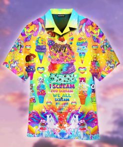 Colorful Rainbow Sweet Ice Cream Tropical Button Down Shirt