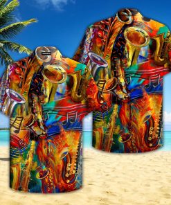 Colorful Saxophone Music Tropical Hawaiian Shirt