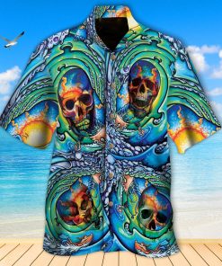 Colorful Skulls Aloha Short Sleeve Printed Button Downs Colorful Skulls Aloha Short Sleeve Printed Button Downs
