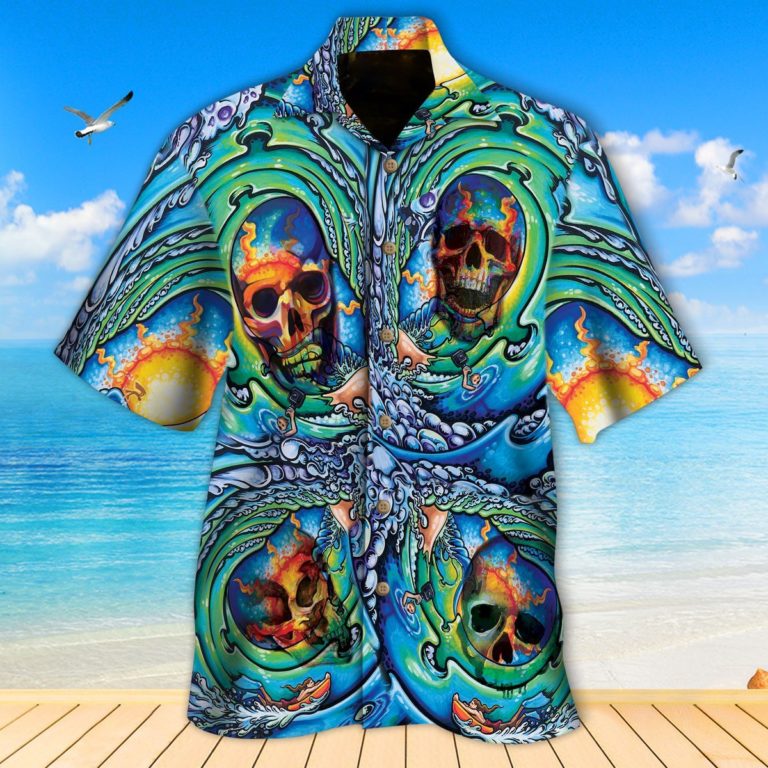 Colorful Skulls Aloha Short Sleeve Printed Button Downs