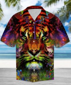 Colorful Tiger Short Sleeve Button Down Hawaiian Shirt