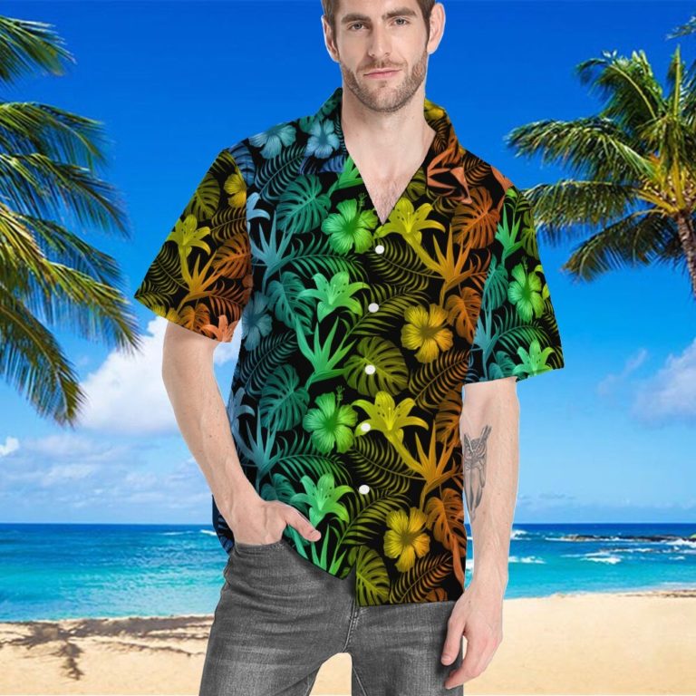 Colorful Tropical Short Sleeve Button Down Hawaiian Shirt