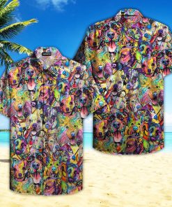 Colorful Variety Of Dogs Short Sleeve Printed Button Down