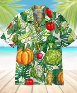 Colorful Vegetables Button Down Short Sleeves Shirt