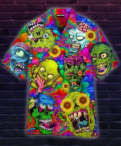 Colorful Zombie Skull Hippie Tropical Hawaiian Shirt