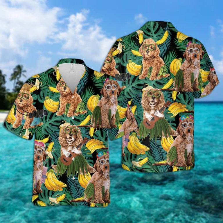 Cookapoo Summer Leaves Banana Casual Button Down Short Sleeve Shirt