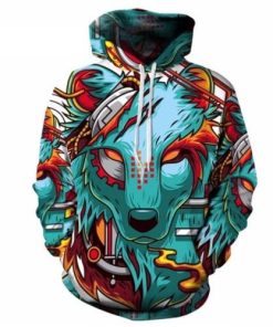 Cool Cyborg Wolf 3D Hoodie