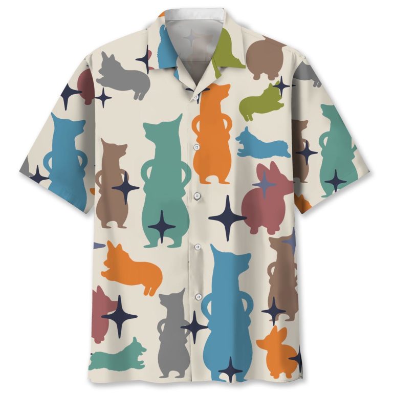 Corgi Colorful Short Sleeve Button Up Shirt