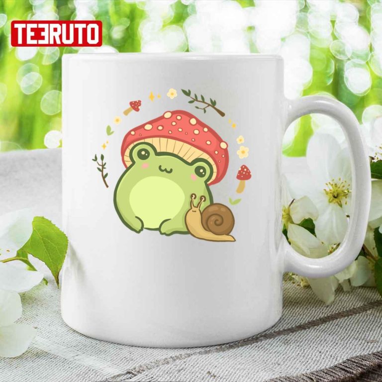 Cottagecore Aesthetic Cute Vintage Frog And Snail Mug