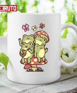 Cottagecore Aesthetic Frog With Banjo Mushroom Mug