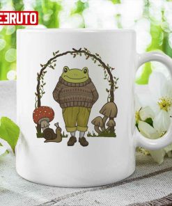 Cottagecore Frog Wearing Sweater Aesthetic Toad Mushroom Mug