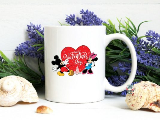 Couples Happy Valentines Day Disney Mickey Heart Mug
