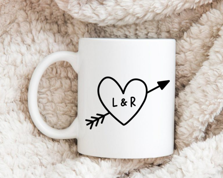 Custom Initial Heart Ceramic Mug