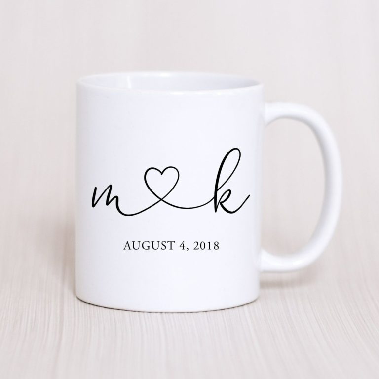 Custom Initials And Heart Ceramic Mug