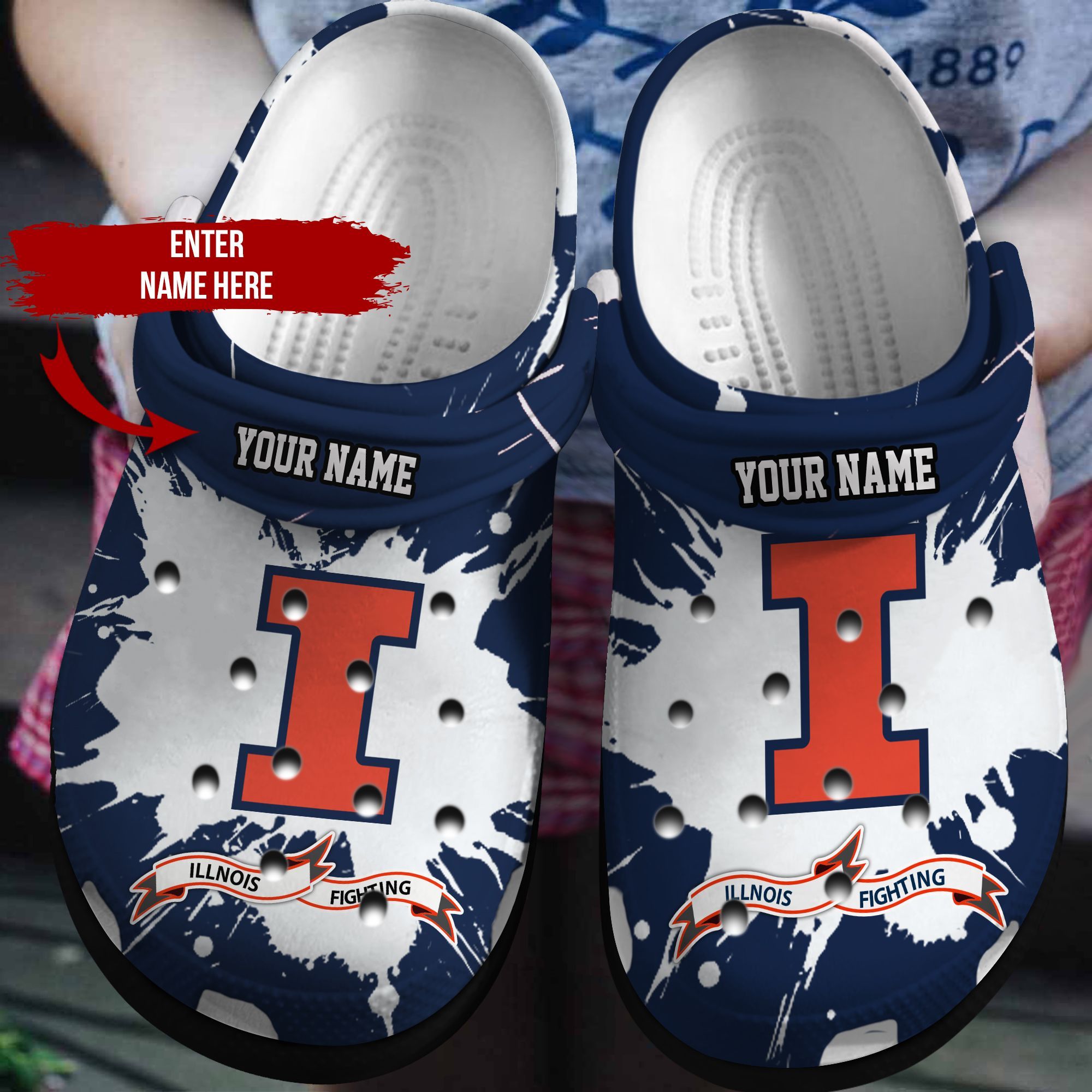 Personalized Illinois Fighting Illini Ncaa Crocs Clog Shoes