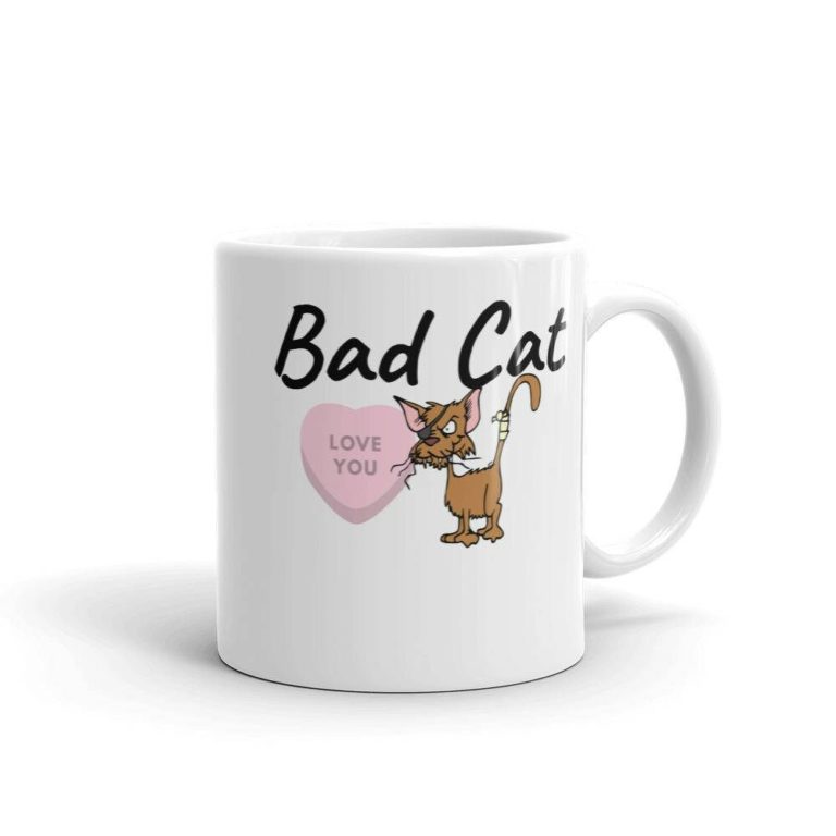 Cute Bad Cat Love You Valentine Ceramic Mug