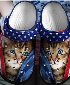 Cute Cat Us Shoe 4Th Of July – Animal Happy Independence America Crocbland Clog Birthday Gift For Woman Man- Crocs Shoes