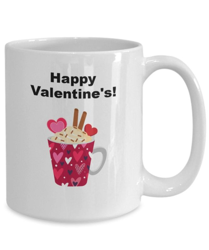 Cute Heart Valentines Day Ceramic Mug For Her