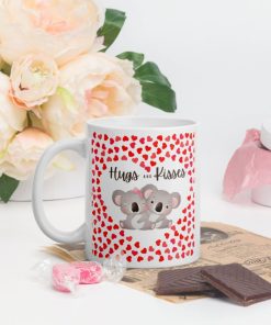 Cute Hugging Koala Bears Hugs And Kisses Valentines Day Mug