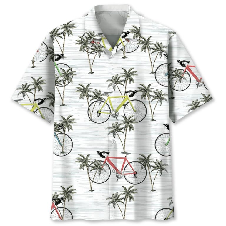 Cycling Coconut Short Sleeve Casual Shirt, Aloha Shirt