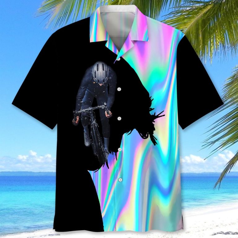 Cycling Liquid Metal Short Sleeve Casual Button Up Shirts