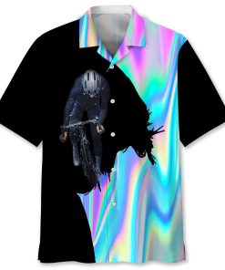 Cycling Liquid Metal Short Sleeve Casual Button Up Shirts