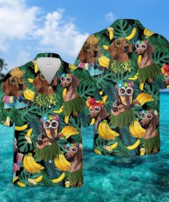 Dachshund Summer Leaves Casual Button Down Short Sleeve Shirt Dachshund Summer Leaves Casual Button Down Short Sleeve Shirt