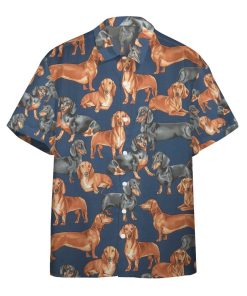 Dachshunds Dogs 3D Custom Casual Button Down Hawaiian Shirts Dachshunds Dogs 3D Custom Casual Button Down Hawaiian Shirts