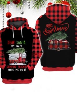 Dear Santa Camping Friends Christmas 3D All Over Printed Camping Hoodie Shirt